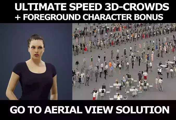 3d people crowds and Dream foreground elegant sitting woman 3D Model Collection