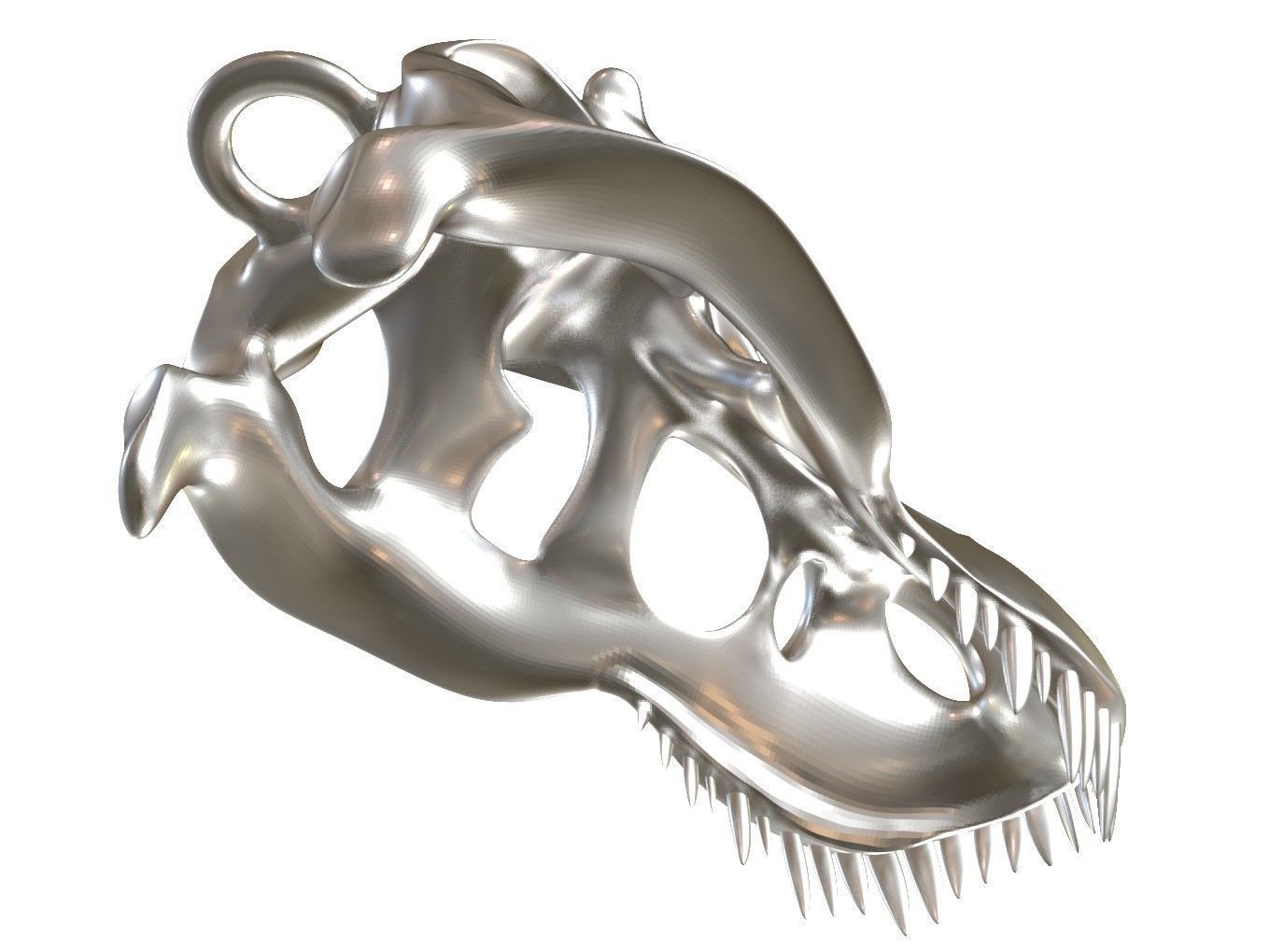 Cranium Charm Tyrannosaurus silver 3D print model_4