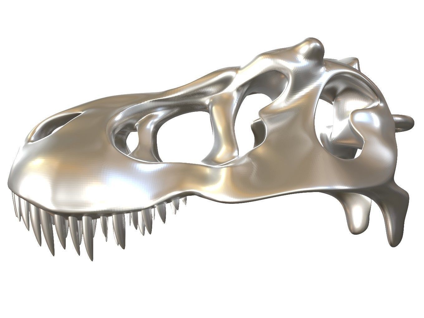 Cranium Charm Tyrannosaurus silver 3D print model_1