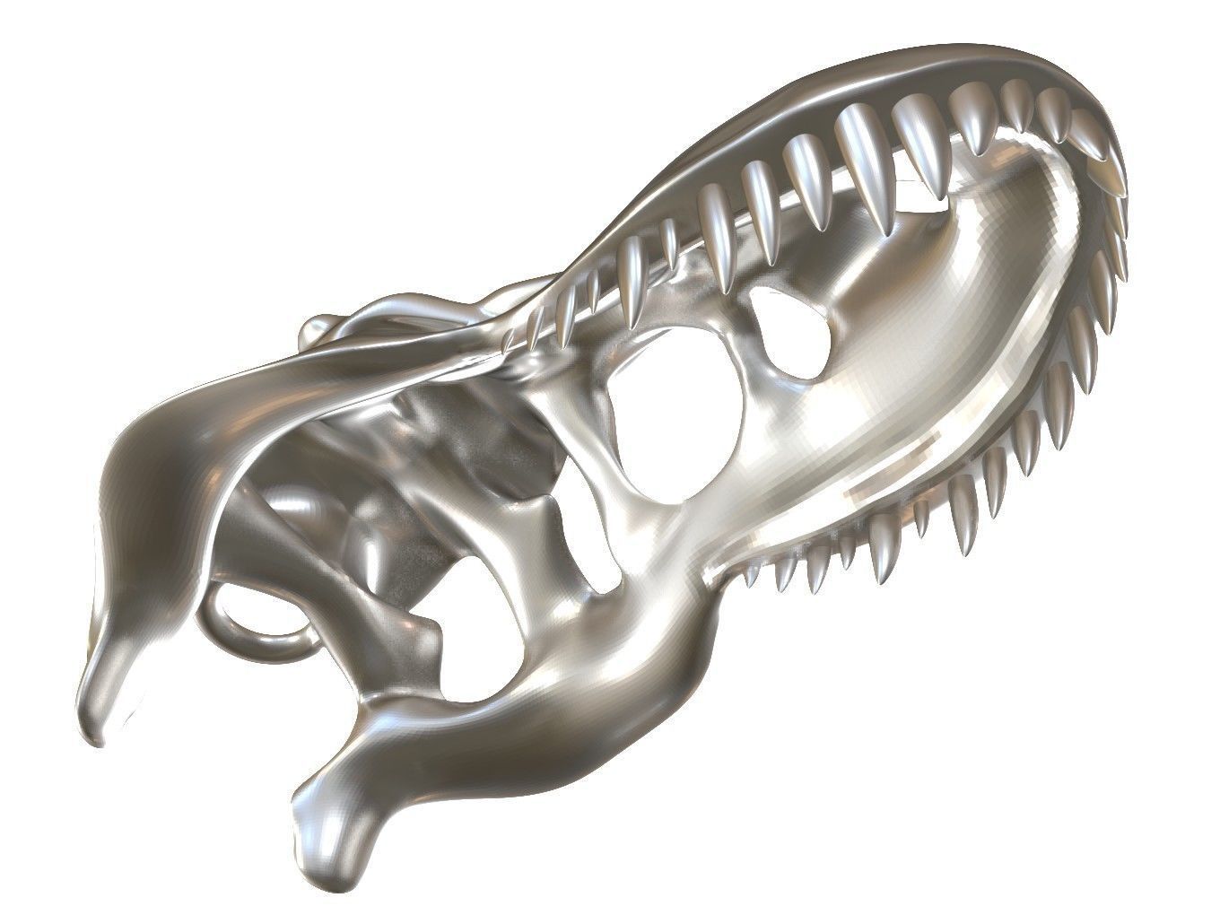 Cranium Charm Tyrannosaurus silver 3D print model_6