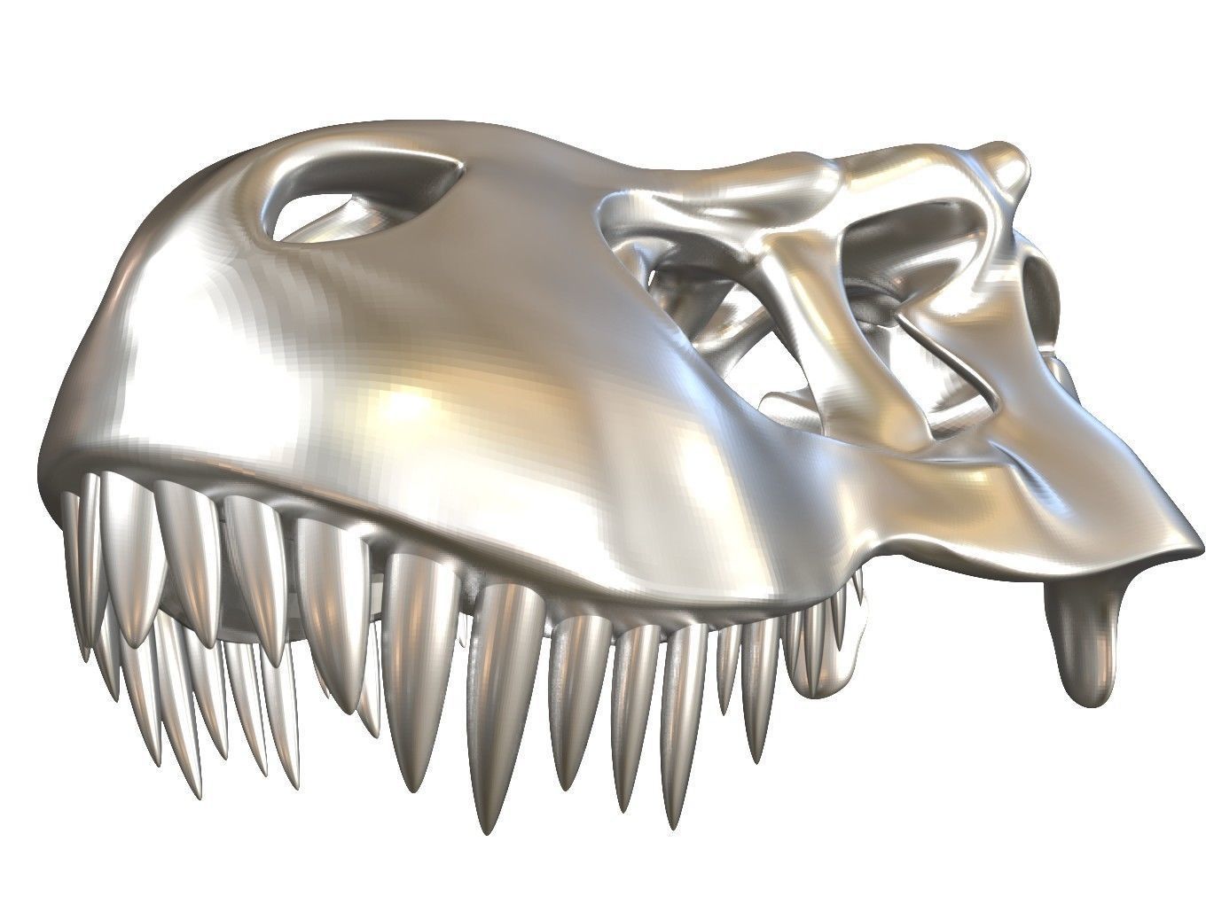 Cranium Charm Tyrannosaurus silver 3D print model_7