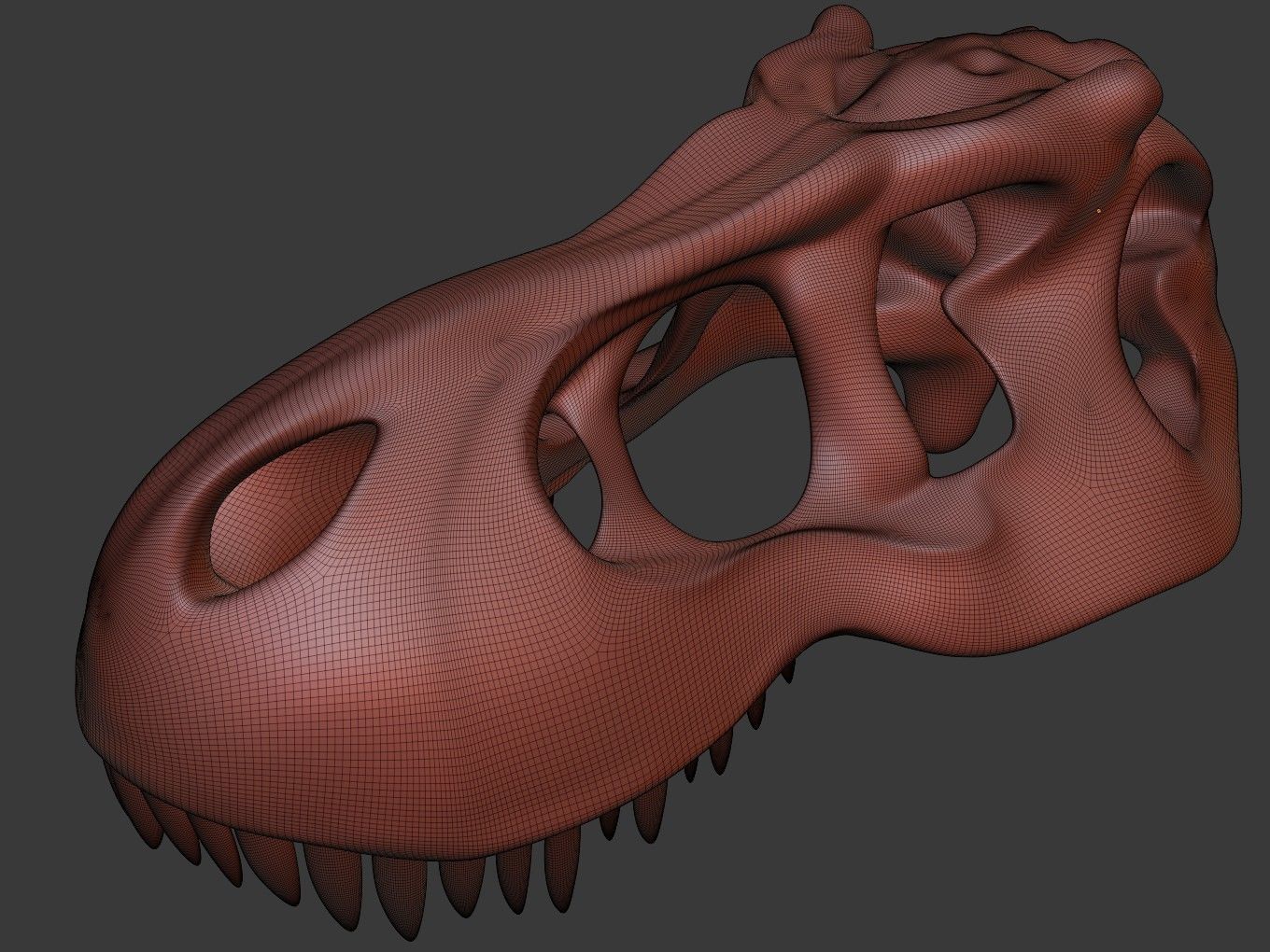 Cranium Charm Tyrannosaurus silver 3D print model_11