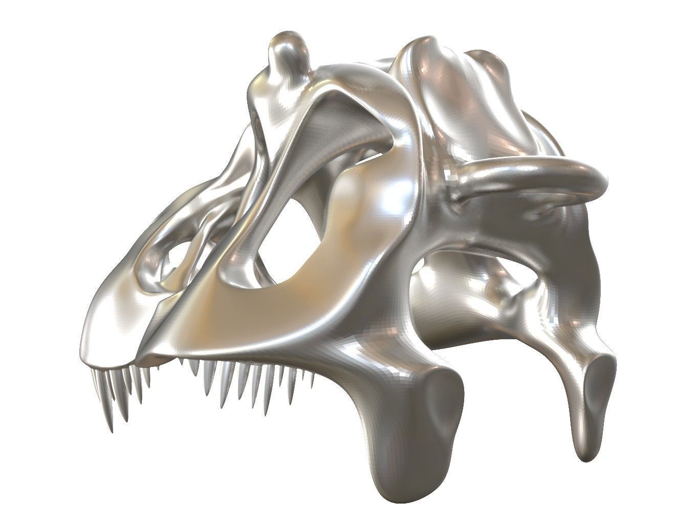 Cranium Charm Tyrannosaurus silver 3D print model_3
