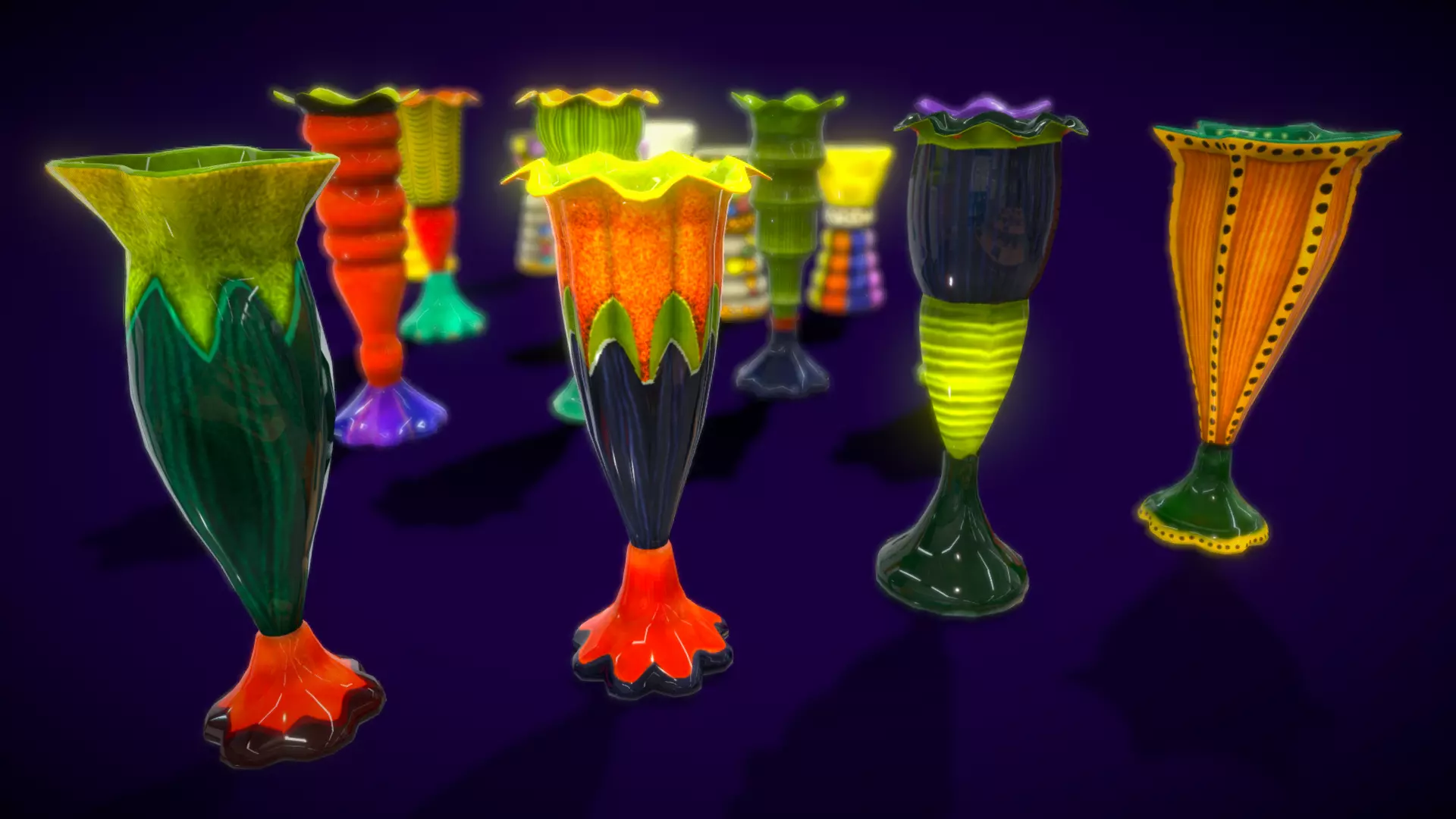Colection Cander Cups Low-poly 3D model