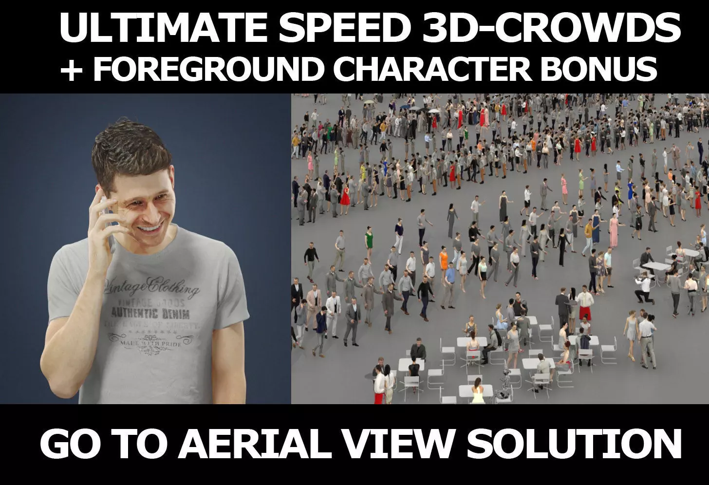 3d people crowds and Jaye phone foreground casual man 3D Model Collection_0