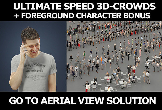 3d people crowds and Jaye phone foreground casual man 3D Model Collection