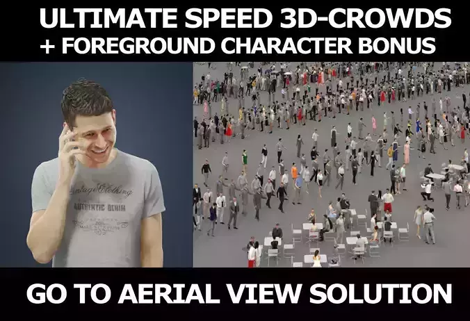 3d people crowds and Jaye phone foreground casual man 3D Model Collection