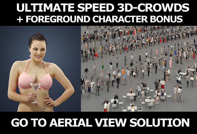 3d crowds and Dream a beach woman bikini Martini 3D Model Collection