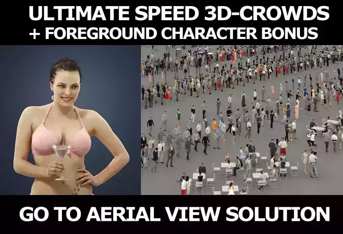 3d crowds and Dream a beach woman bikini Martini 3D Model Collection
