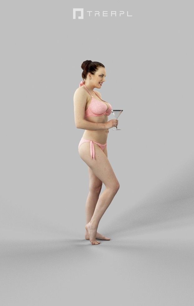 3d crowds and Dream a beach woman bikini Martini 3D Model Collection_16