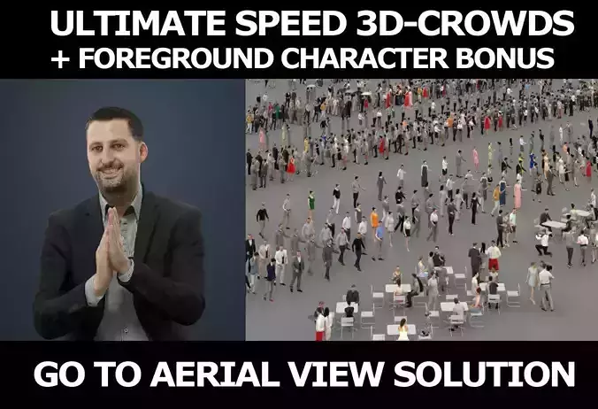 3d people crowds and Portrait foreground casual sitting man 3D Model Collection