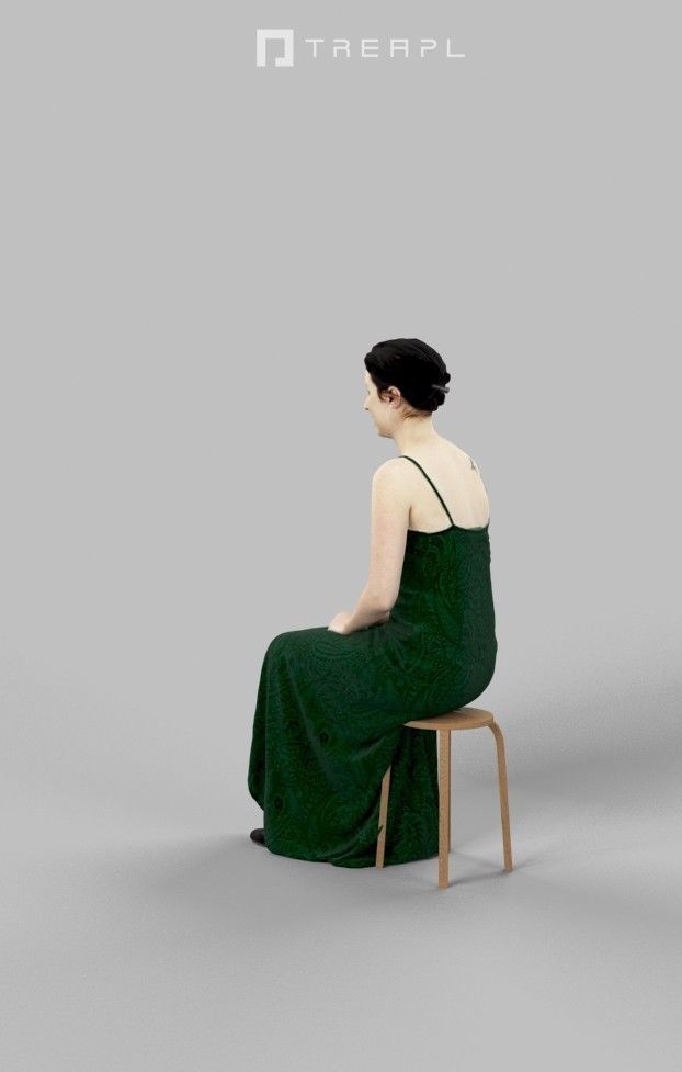 3d people crowds and Eternal foreground elegant sitting woman 3D Model Collection_13