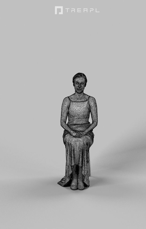 3d people crowds and Eternal foreground elegant sitting woman 3D Model Collection_19
