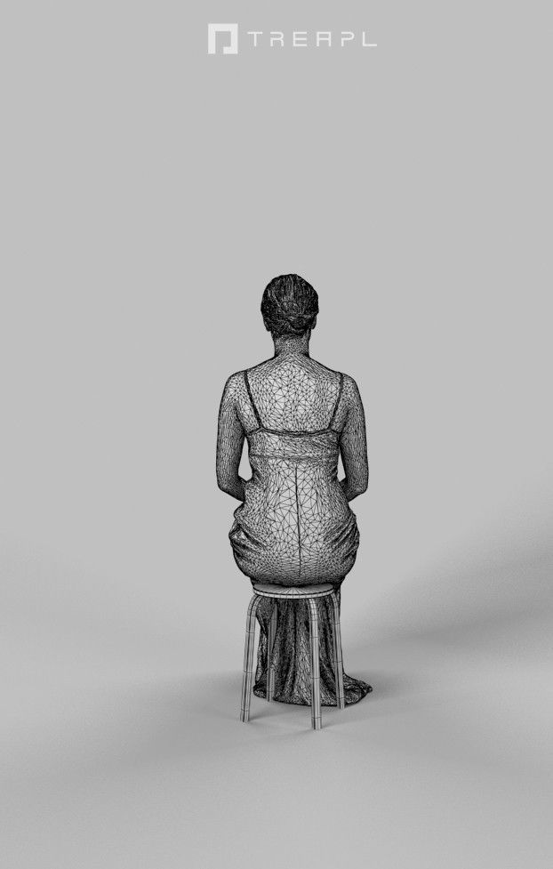 3d people crowds and Eternal foreground elegant sitting woman 3D Model Collection_18