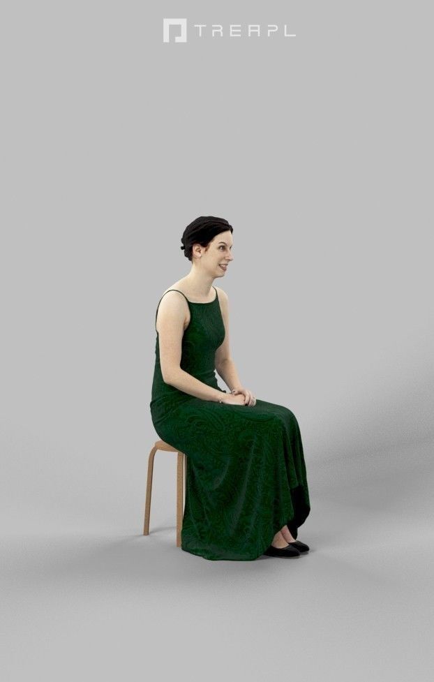 3d people crowds and Eternal foreground elegant sitting woman 3D Model Collection_14