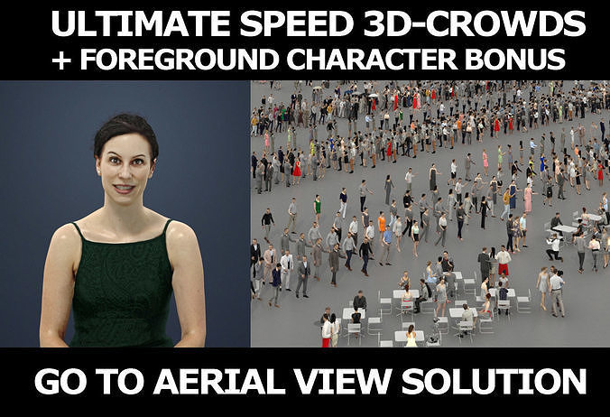 3d people crowds and Eternal foreground elegant sitting woman 3D Model Collection