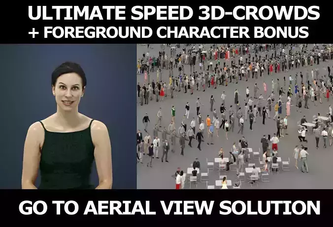 3d people crowds and Eternal foreground elegant sitting woman 3D Model Collection