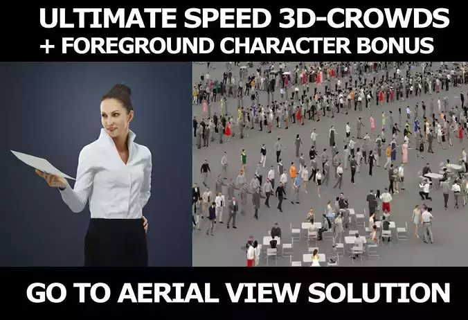 3d crowds and Mirage with document foreground business woman  3D Model Collection