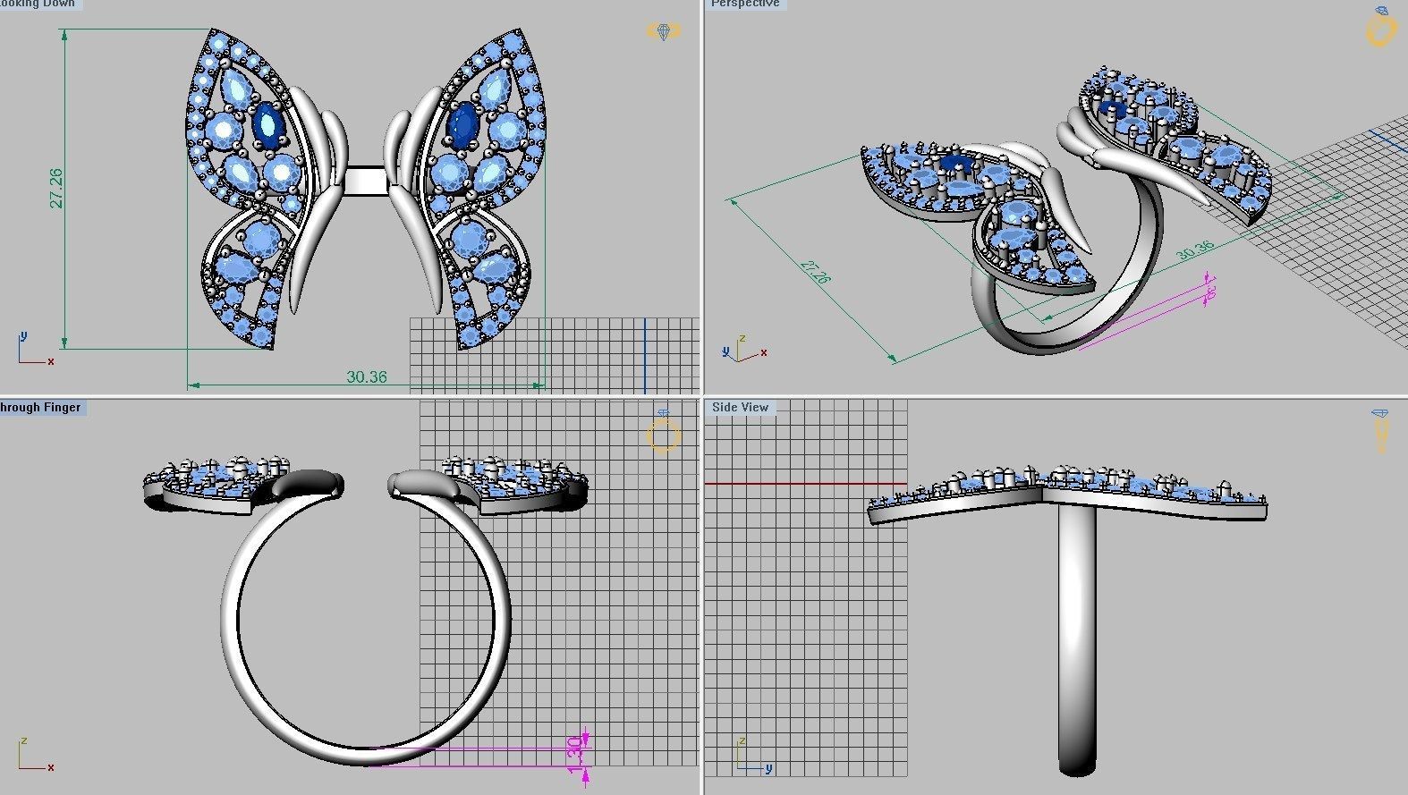 Set Rings-butterfly ready for 3d print 3D print model_3