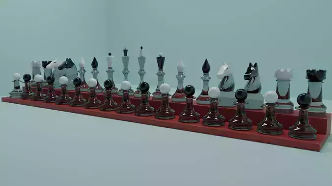 Chess board with chess pieces and chess clock