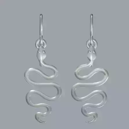 Sterling Silver Snake Dangle Earrings