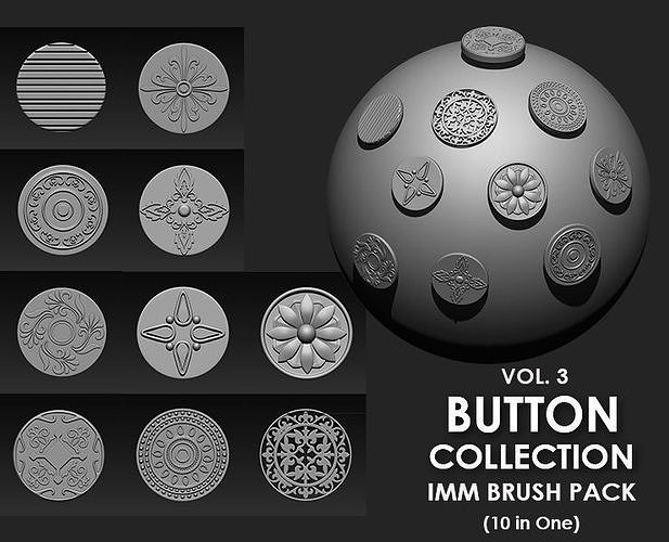 Buttons Collection IMM Brush Pack 10 in One VOL3 3D model