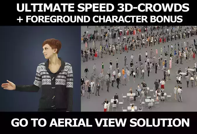 3d people crowds and Luna walking foreground casual woman 3D Model Collection