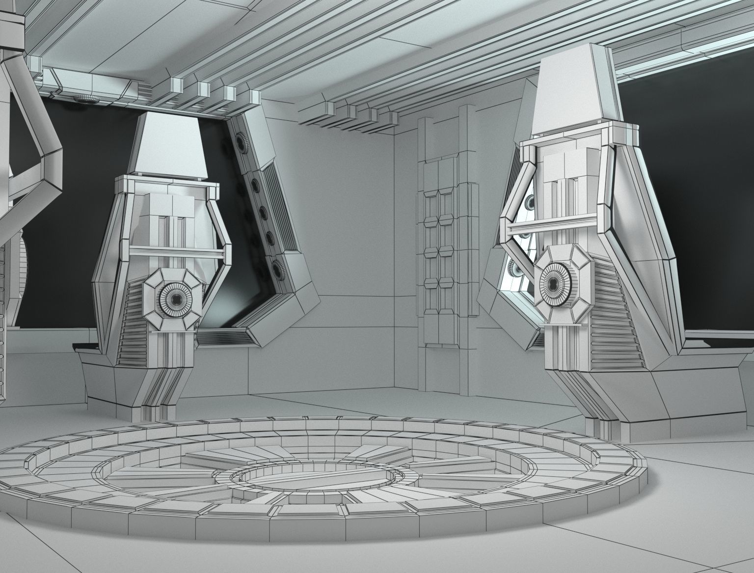 Starship - Startrek Bridge High poly 3D model 3D model_7