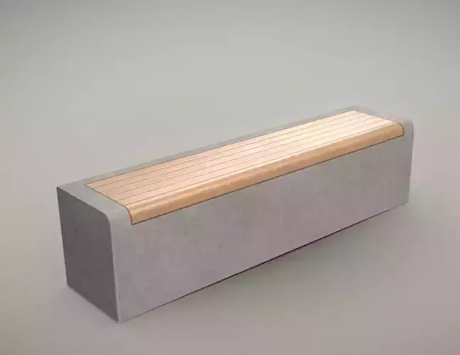 Wood Bench Oak with Concrete Foundation
