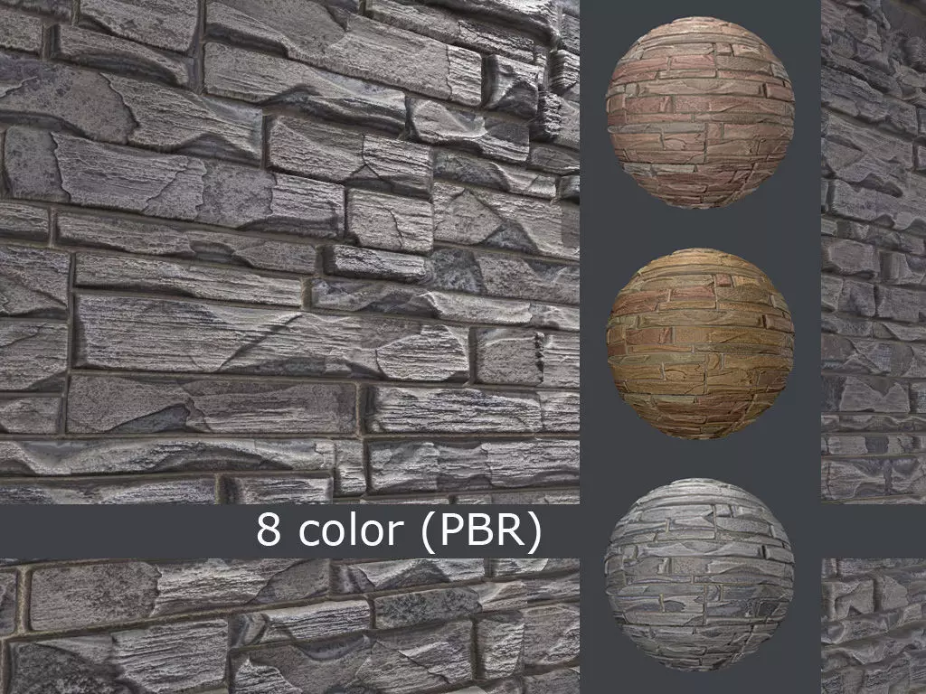 Decorative stone wall 8 colors set Texture