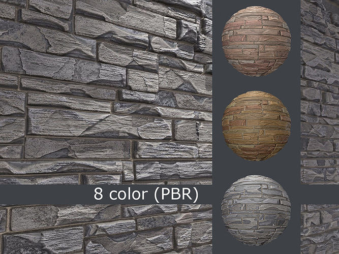 Decorative stone wall 8 colors set Texture