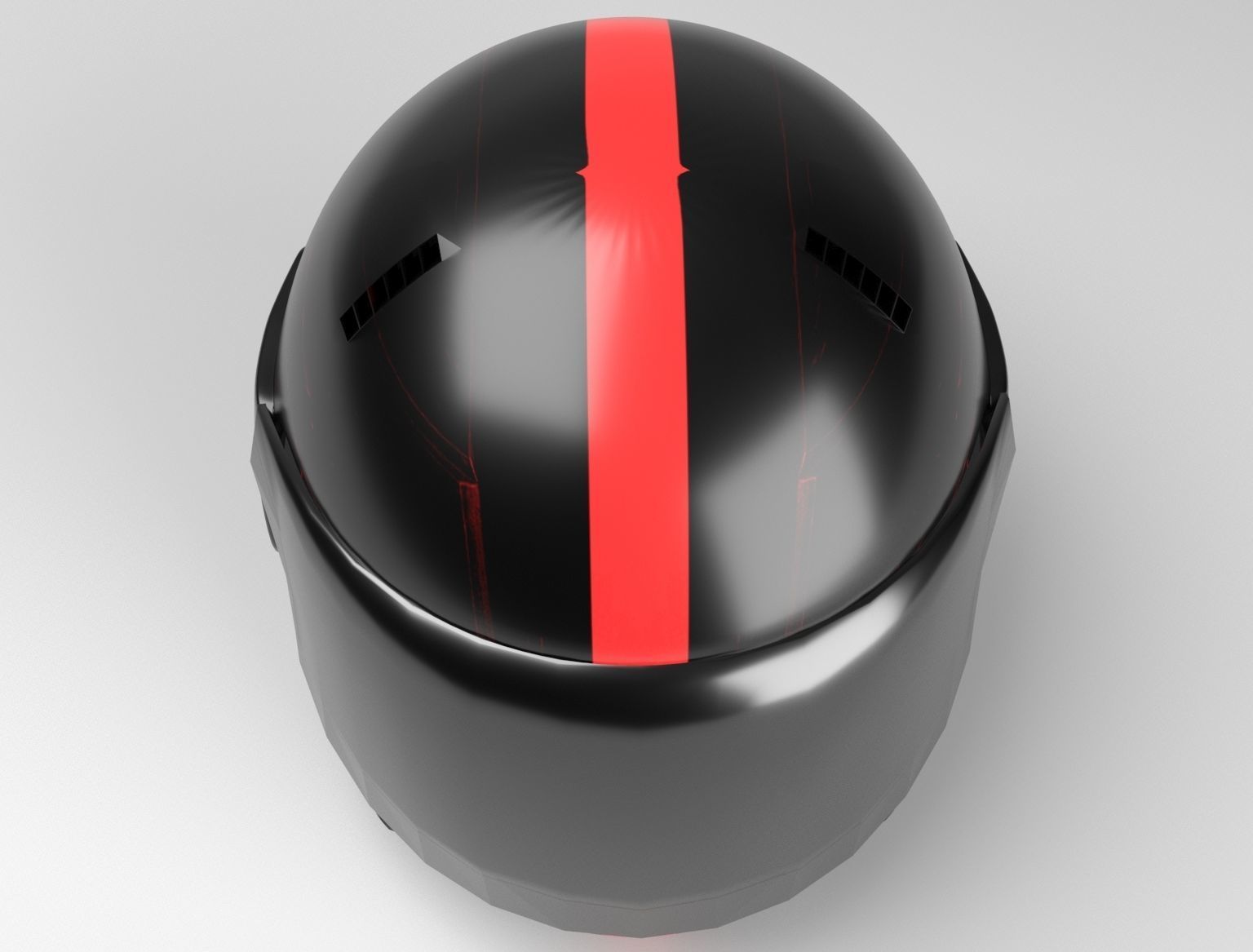 Helmet Black and Red 3D model_6