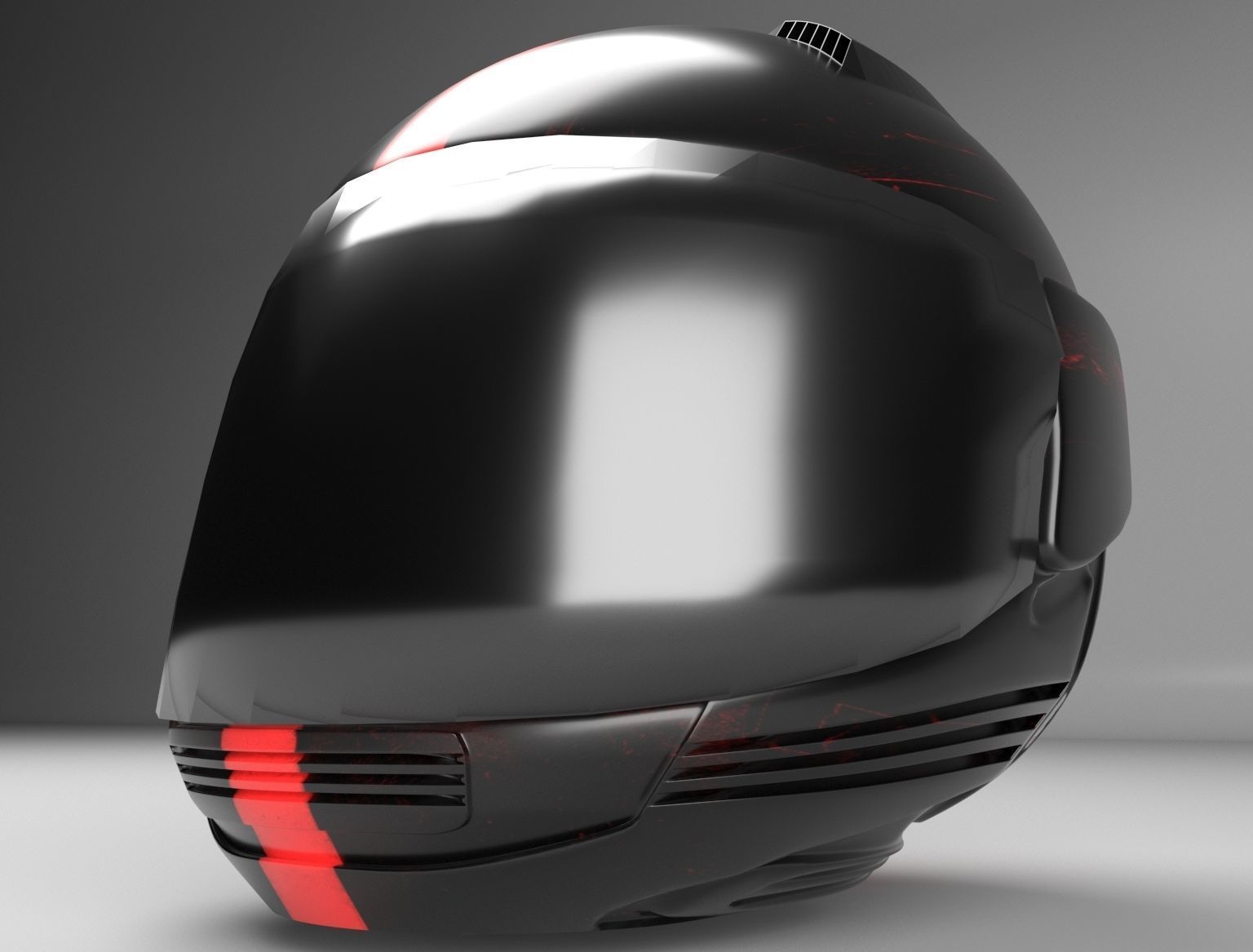Helmet Black and Red 3D model_7