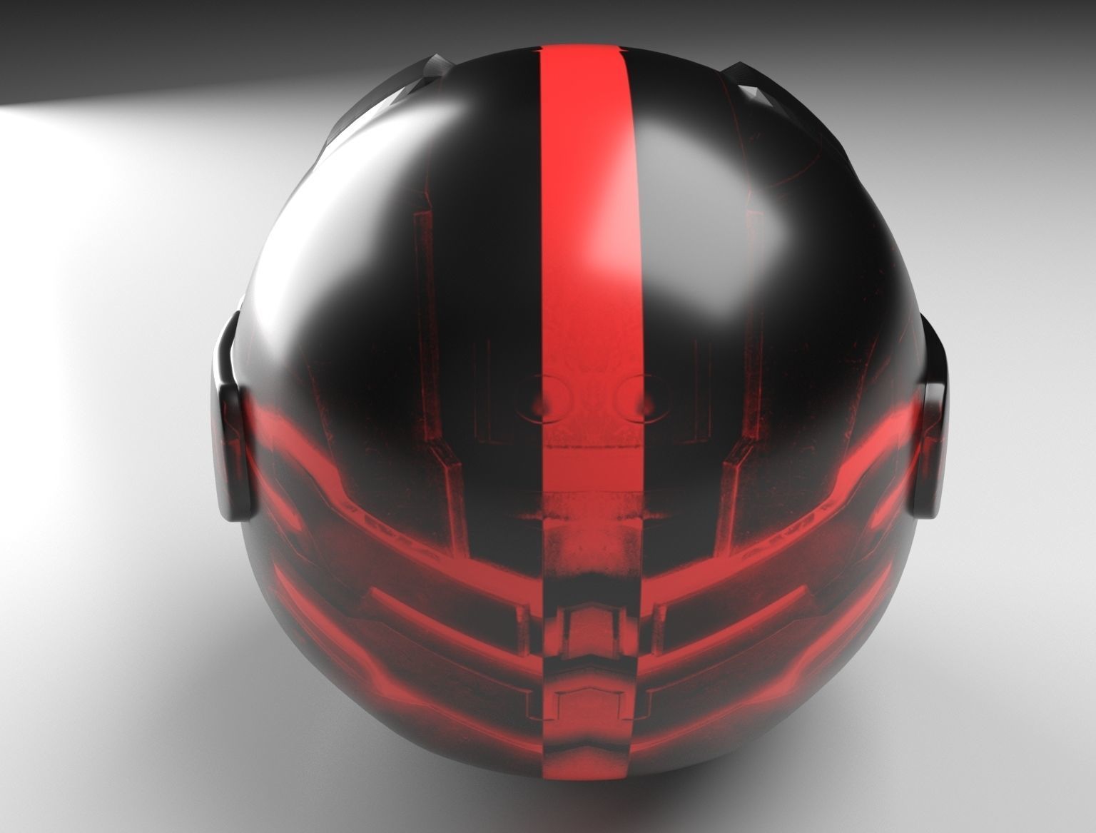 Helmet Black and Red 3D model_5