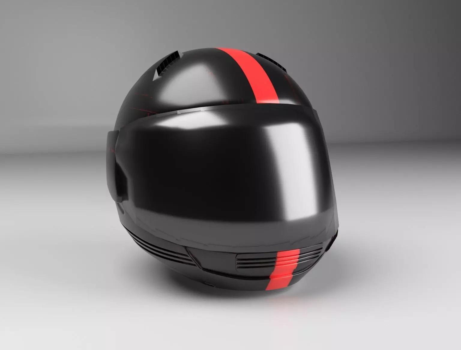 Helmet Black and Red 3D model_0