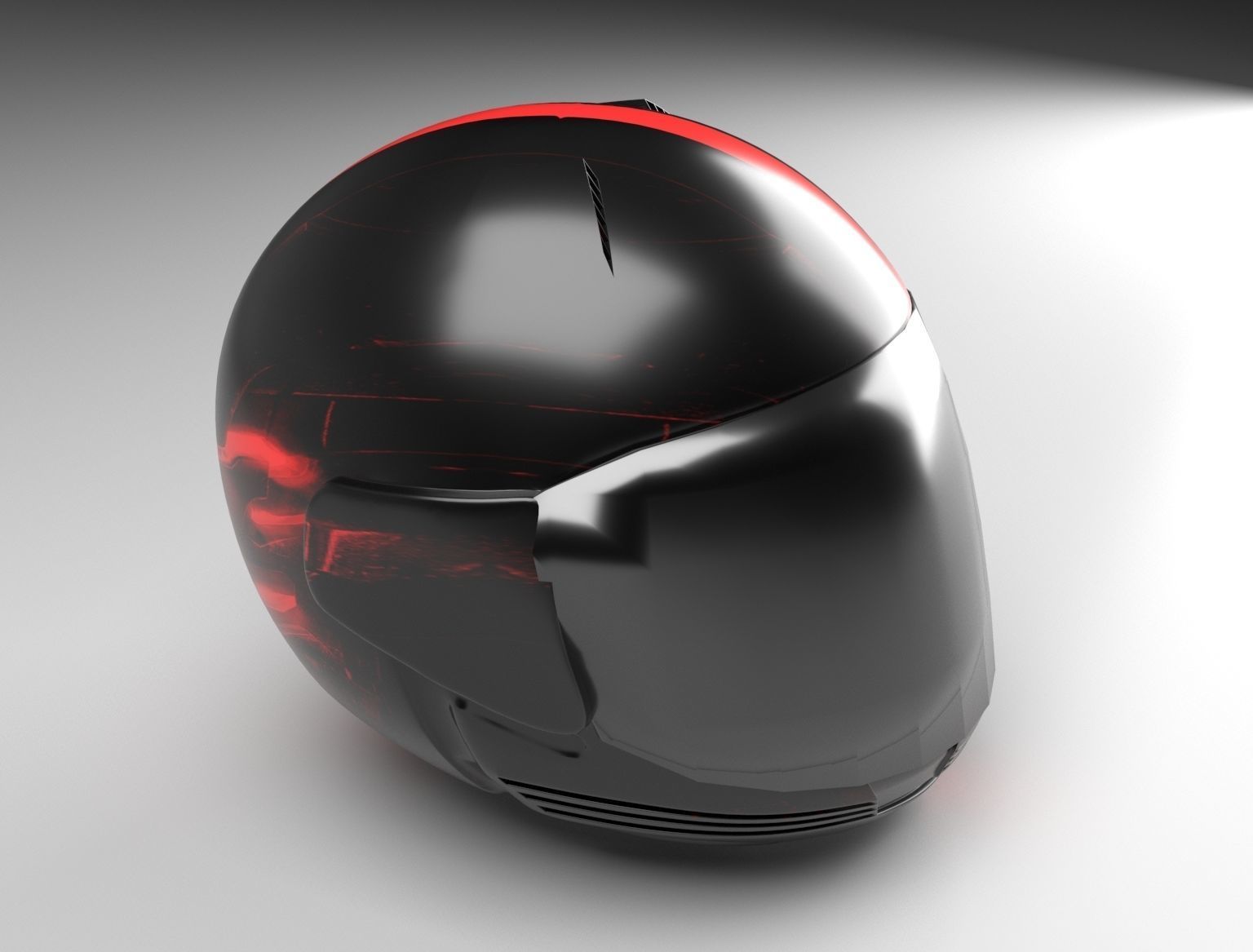Helmet Black and Red 3D model_4