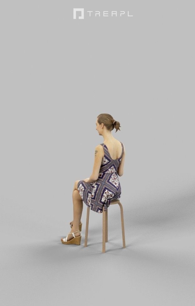 3d crowds and Aspiration foreground casual sitting woman 3D Model Collection_16