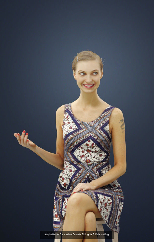 3d crowds and Aspiration foreground casual sitting woman 3D Model Collection_1