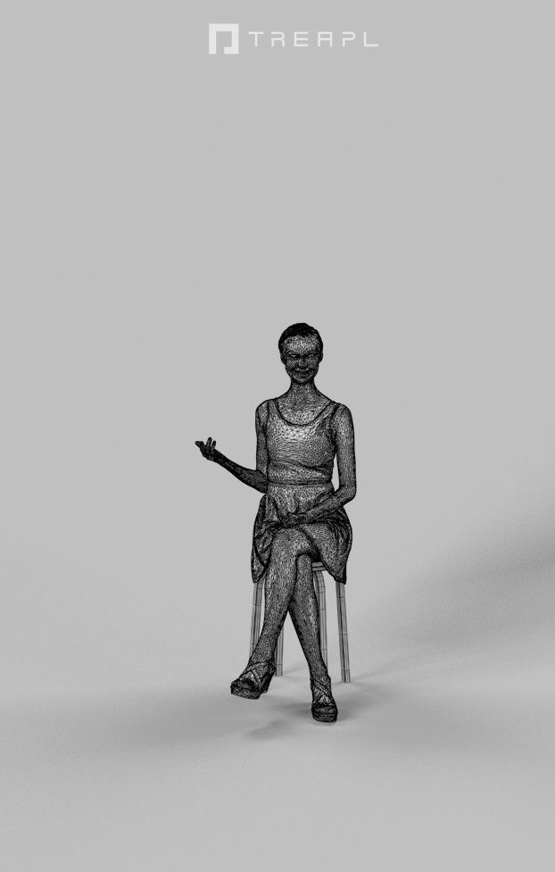 3d crowds and Aspiration foreground casual sitting woman 3D Model Collection_19