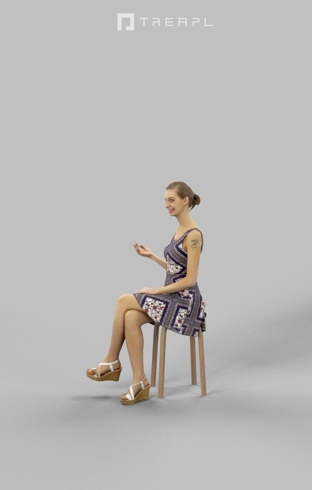 3d crowds and Aspiration foreground casual sitting woman 3D Model Collection_13