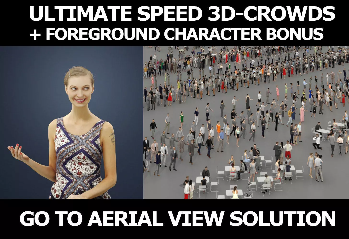3d crowds and Aspiration foreground casual sitting woman 3D Model Collection_0