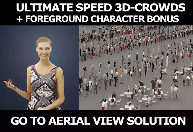 3d crowds and Aspiration foreground casual sitting woman 3D Model Collection