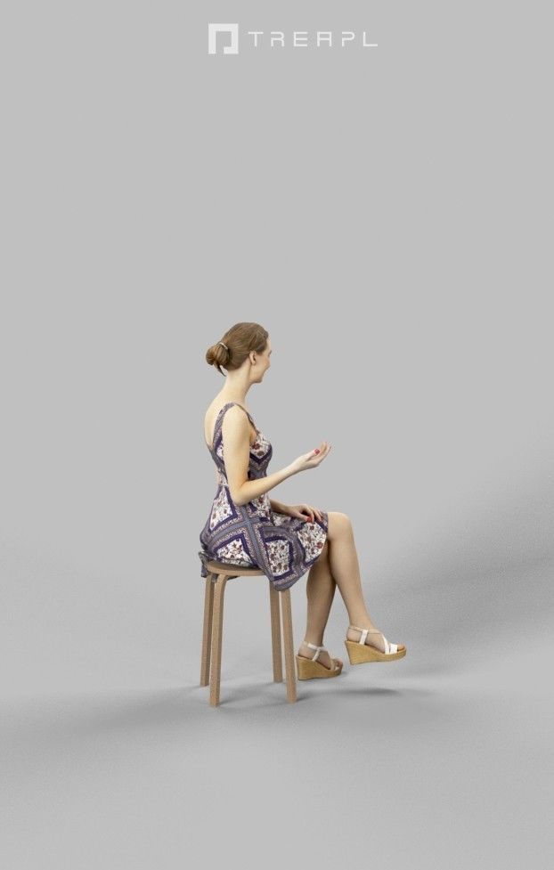 3d crowds and Aspiration foreground casual sitting woman 3D Model Collection_14