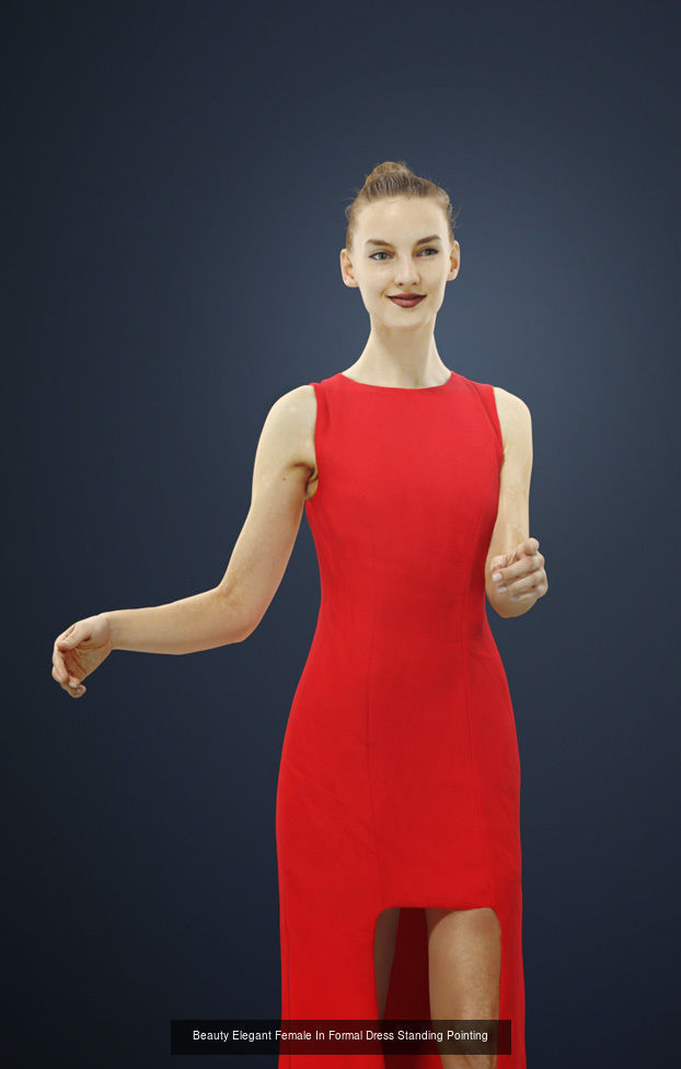 3d crowds and Beauty foreground elegant event woman pointing 3D Model Collection_1