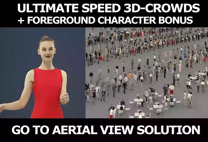 3d crowds and Beauty foreground elegant event woman pointing 3D Model Collection