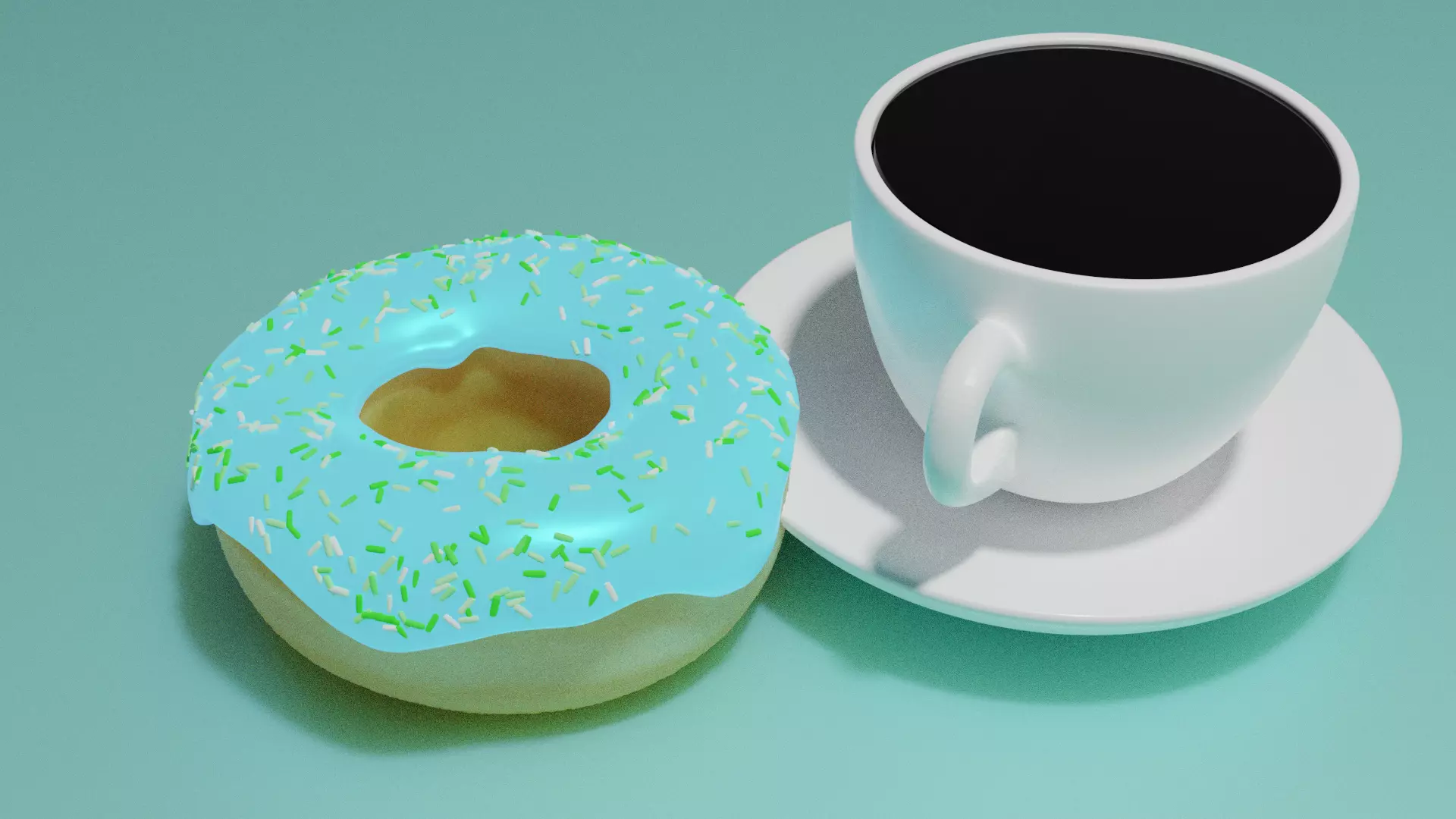 Donut with cup of coffe 3D model_0
