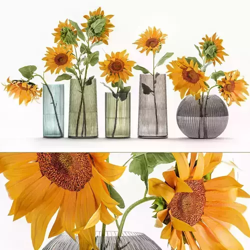 Flower bouquet of sunflowers in a vase 120