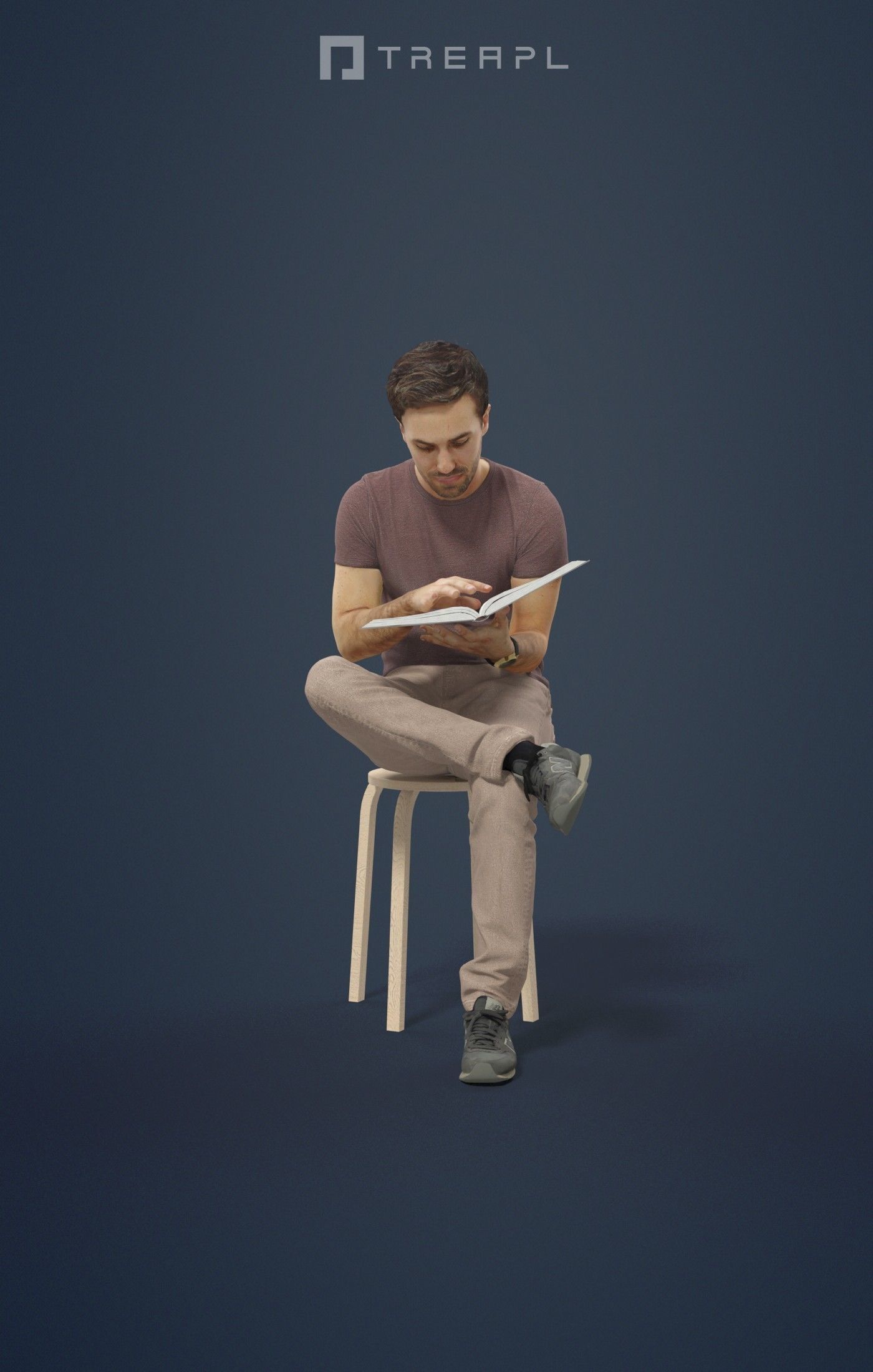 3d crowds and Flow foreground book reading sitting man 3D Model Collection_20