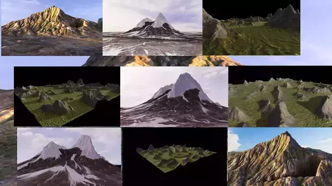 Mountains of different climatic zones 3D Model Collection