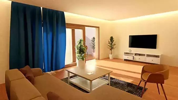 Small DrawingRoom Low-poly 3D model